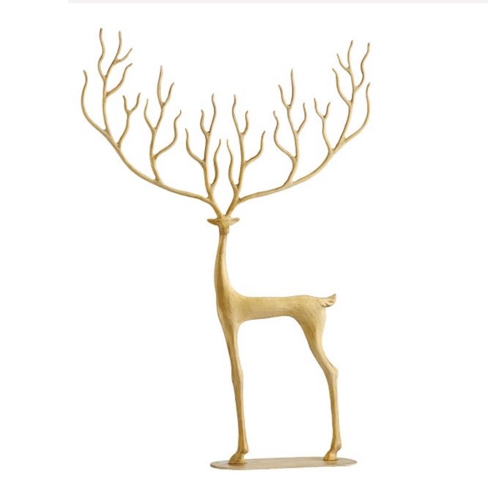 NWT Pottery Barn Brass Merry Reindeer Large